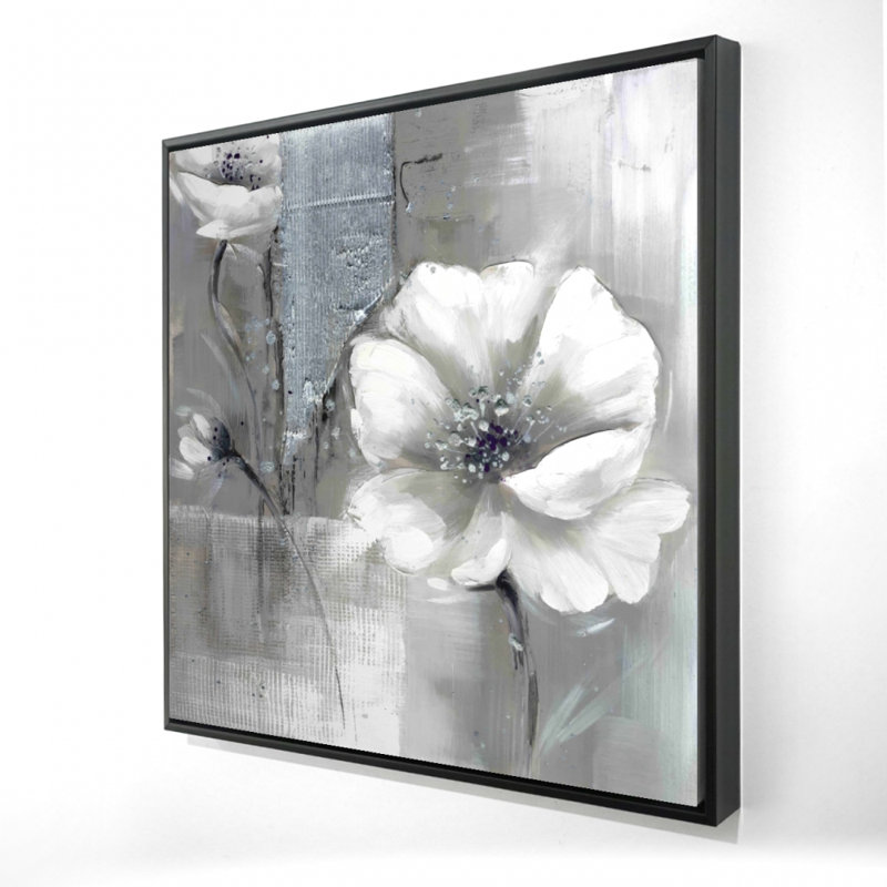 Fleurs monochromes et argentées | Art industriel sur toile