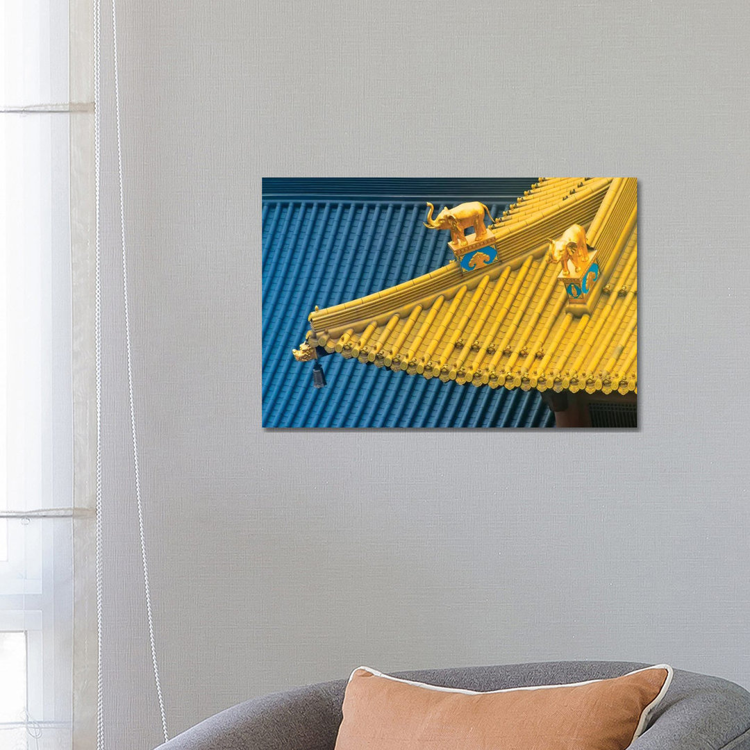 Architectural Details Of Jing'an Temple, Shanghai, China by Keren Su - Wrapped Canvas Gallery-Wrapped Canvas Giclée
