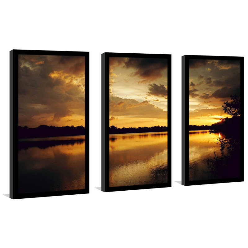 «Yellow Sunset» par Gail Peck - ensemble de 3 reproductions de photos sur acrylique, L 40,5 po x H 25,5 po x P 1 po