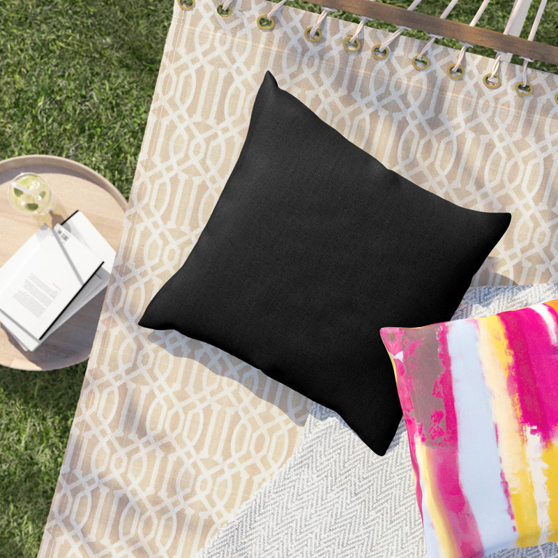 Casual Cushion Solid Sunbrella® Fabric 1-Piece Indoor/Outdoor Square Throw Pillow, 20"W x 20"L, Canvas Black, 20"H x 20"W