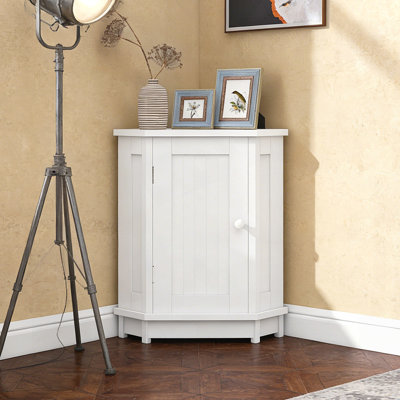 Bathroom Cabinet Triangle Corner Storage with Adjustable Shelves, Modern MDF Board for Space Efficiency