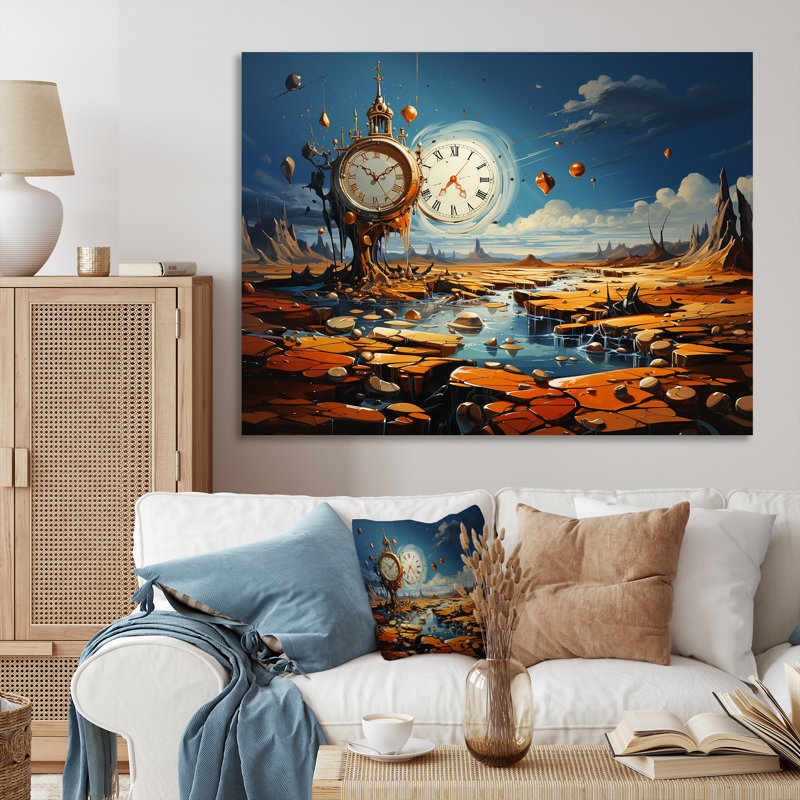 «The Persistance Of Dali», art mural surréalisme, H 30 po x l 40 po x P 1,5 po, Toile tendue
