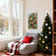 Cônes de pin de Noël, baies et branches vertes, ensemble de 3 impressions sur toile-612724571