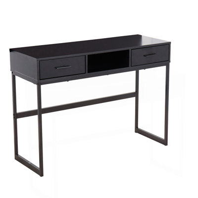Console en métal noir et bois noir par Lumisource