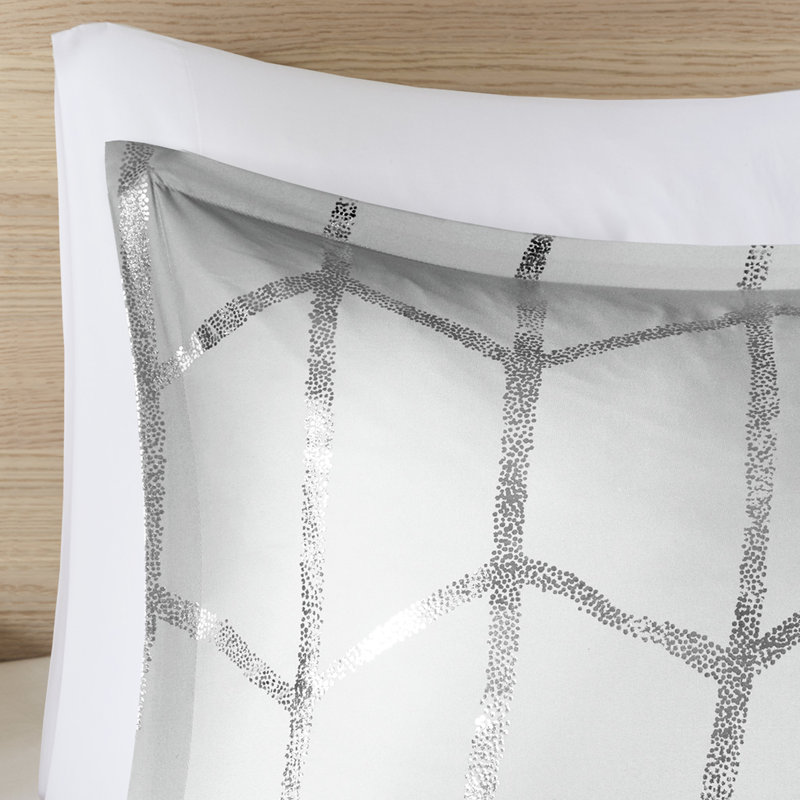 Twin/Twin Xl Comforter With Grey And Metallic Printed Captivating Sheets Classy Bedspread