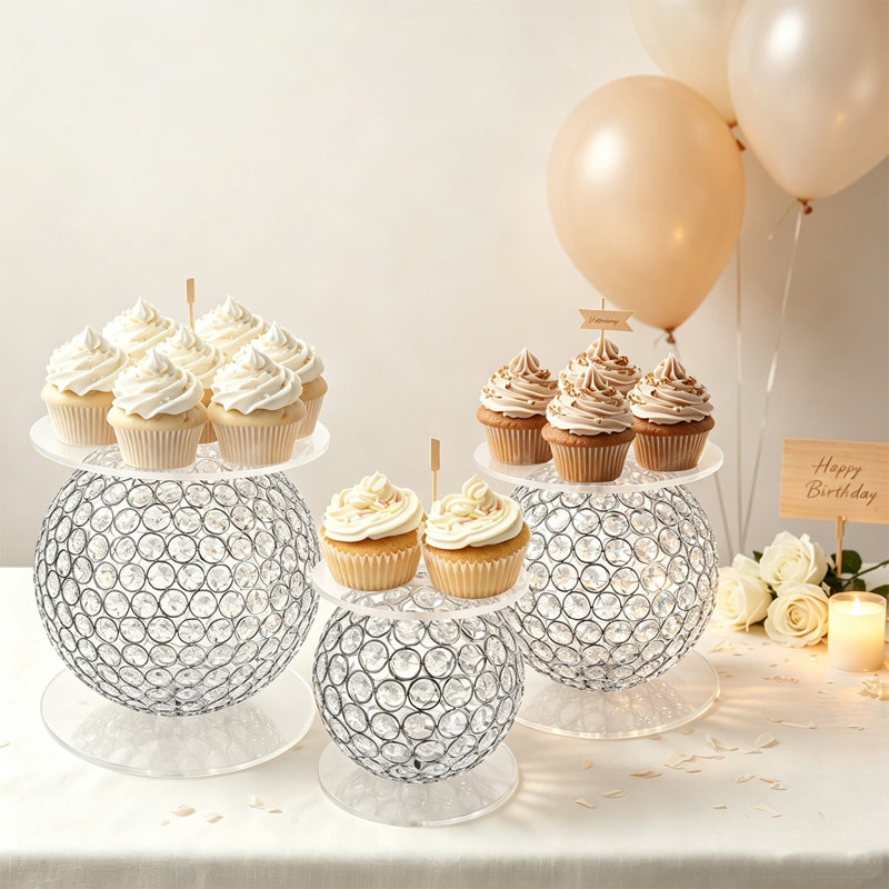 Ensemble de présentoirs à gâteaux en acrylique 3 pièces - Présentoir à gâteaux et à desserts