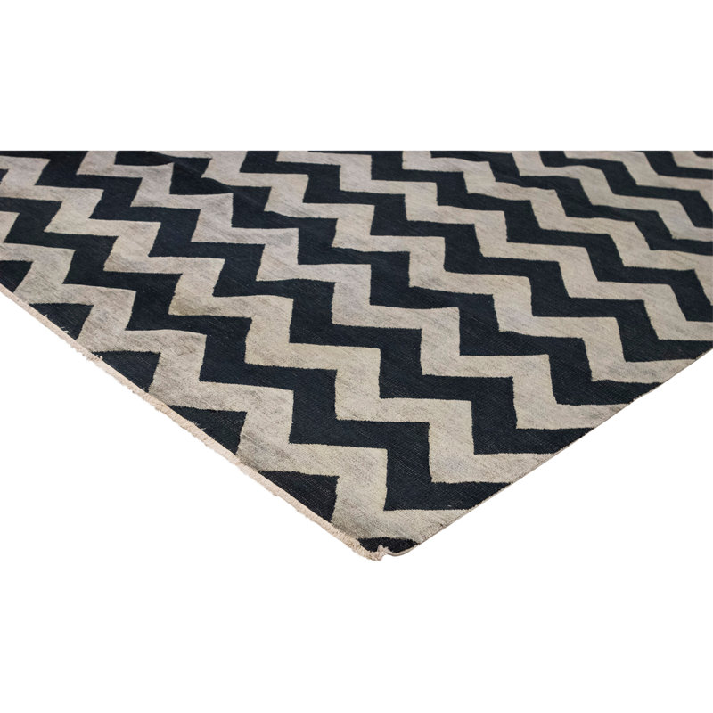 Tapis rectangulaire en laine noué à la main