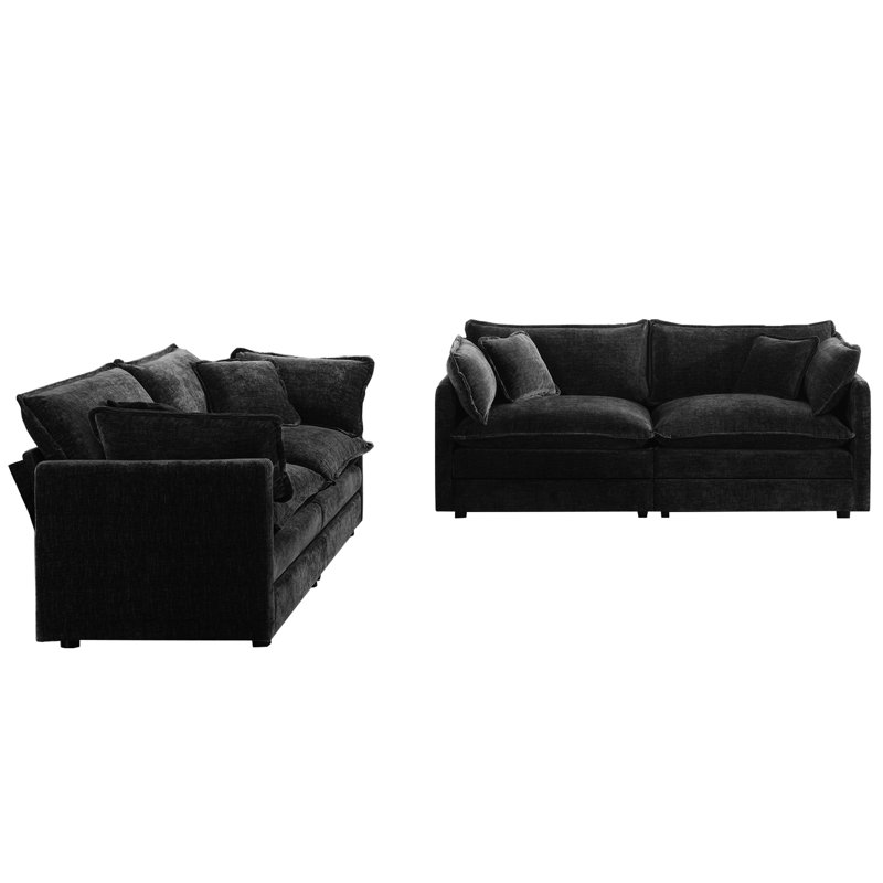 Ensemble de salon moderne avec canapé 2 pièces, causeuse et canapé rembourrés 2 pièces pour salon de bureau à domicile, ensemble de canapé 2 pièces