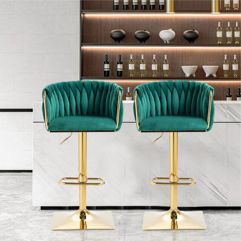 Tabouret pivotant à hauteur ajustable Devanne, Émeraude