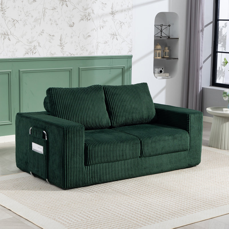 2 Seater Corduroy Sofa, Green