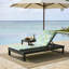 Méridienne noire en bois d'acacia avec coussin à 2 plis en feuille de noix de coco de 1,57 pouce, 4 positions réglables pour se détendre au bord de la piscine