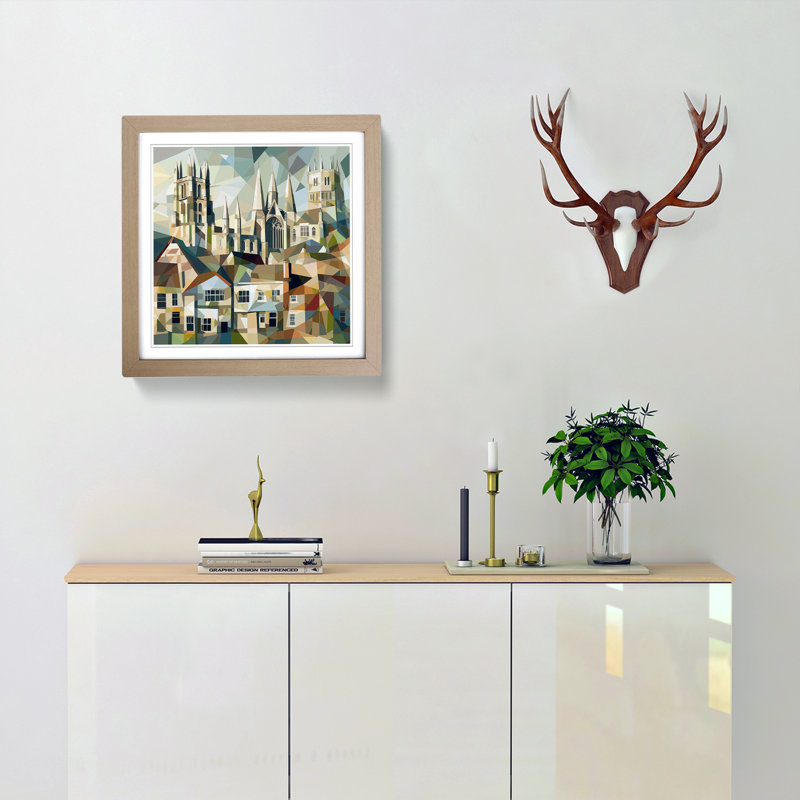 City Of Canterbury Cubism - Framed Print, Oak