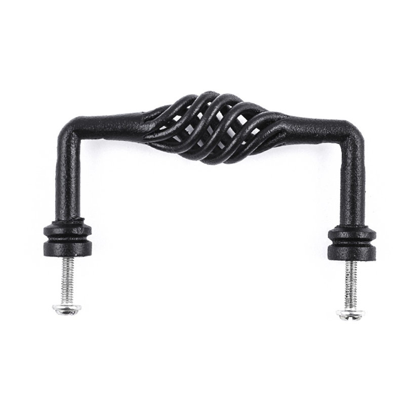 Black Wrought Iron Birdcage Cabinet Pulls with Mounting Hardware