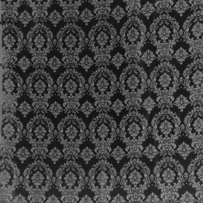 Cantonnière à damas, Gris / noir, L 120 po x L 9 po