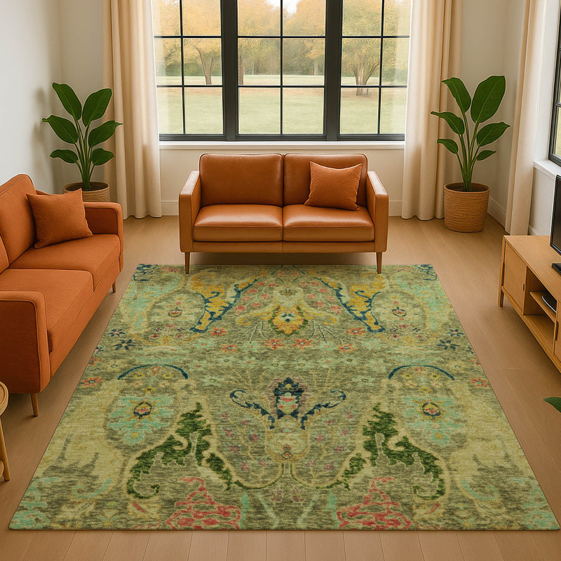 Tapis moderne lavable à la machine de qualité supérieure AMF1932, Rectangulaire 3 pi x 5 pi