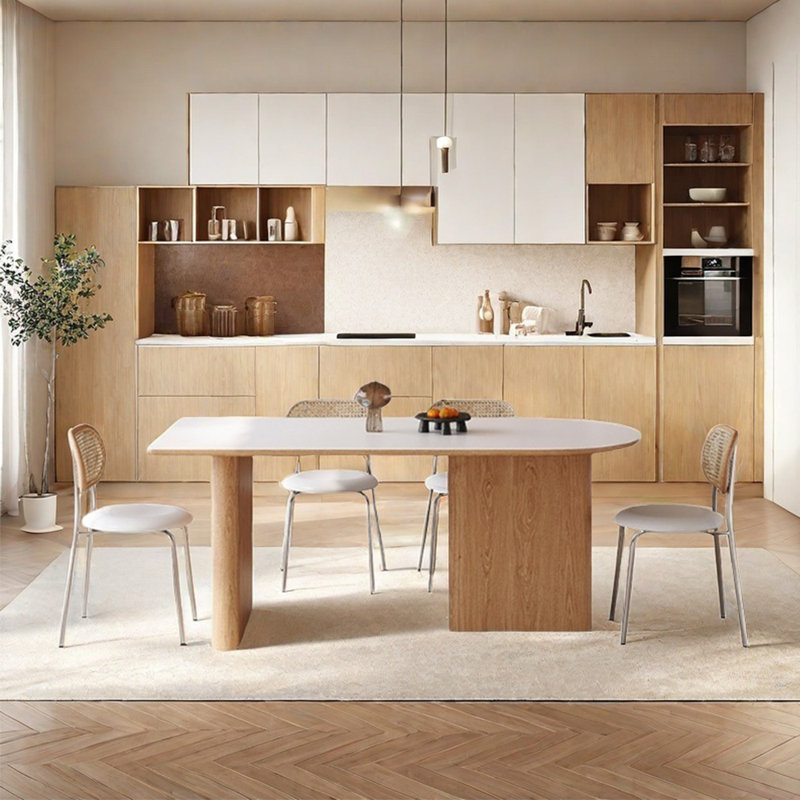 Ensemble de table de salle à manger moderne à base en bois massif, H 29,5 po x L 70,9 po x l 31,5 po