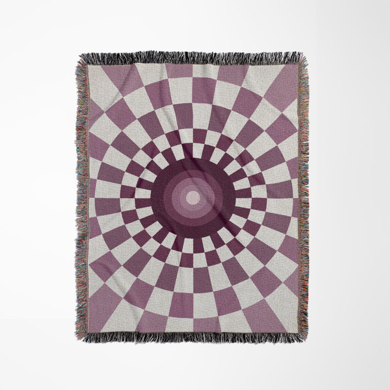 Jeté en mélange de coton Bullseye, Mauve / blanc cassé, L 80 po x l 60 po