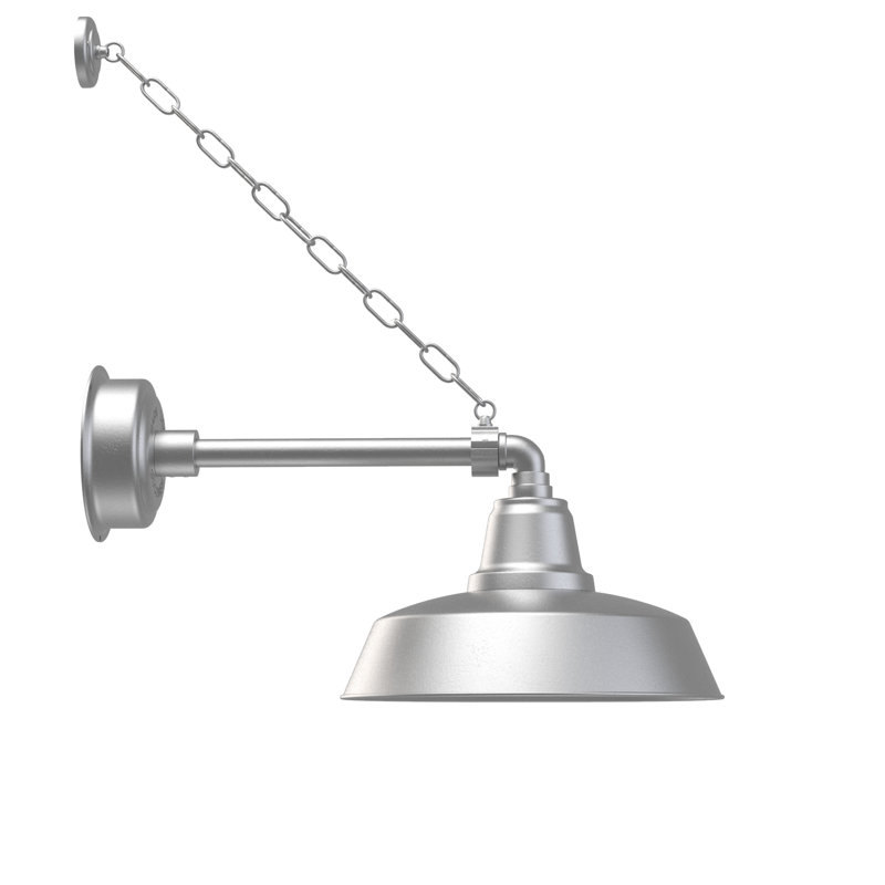Luminaire de grange d'extérieur à DEL Vandervliet, H 10 po x l 14 po x P 24 po, Argent galvanisé
