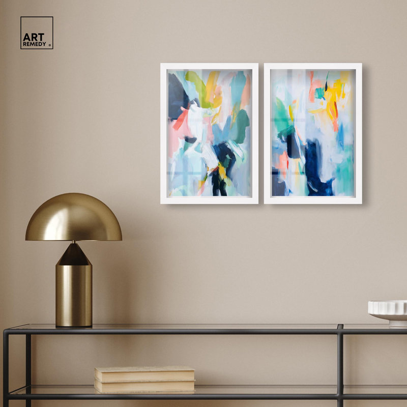 Art mural bleu Blush Boho, H 16 po x l 11 po, Blanc