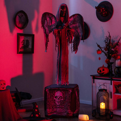 Statue ange de 5,5 pi avec décoration animée de Halloween et lumières animées