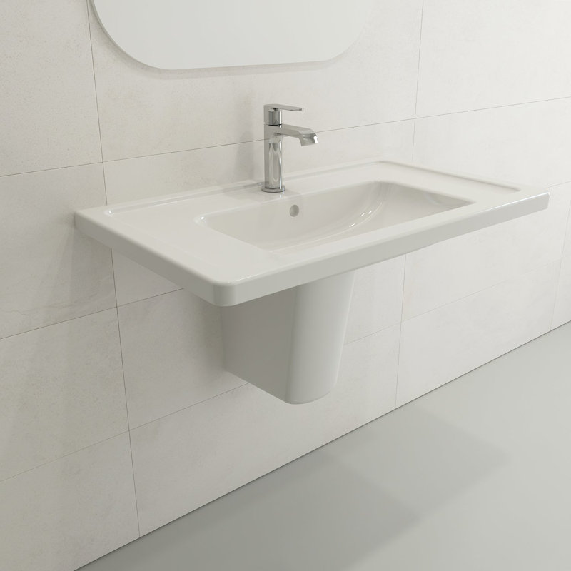 Taormina 26'' L Bathroom Sink, White, Single-Hole