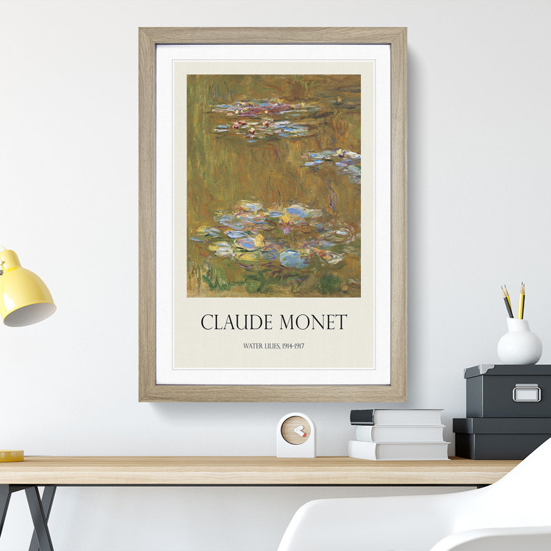 Water Lilies Lily Pond Vol.7 by Claude Monet - Picture Frame Art Prints, 48cm H x 36cm W x 2cm D, Oak Framed