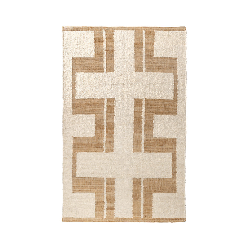 Kavala Handwoven Wool Blend Area Rug, Ivory/Brown, Rectangle 8' x 10'