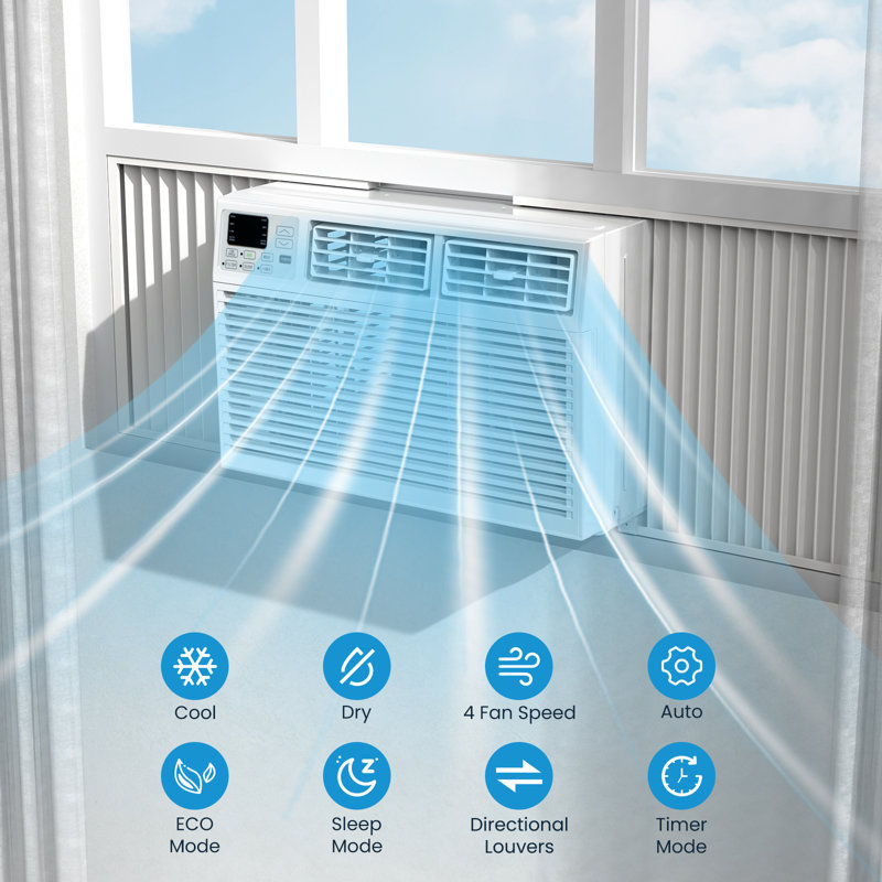 8000 Btu Window Air Conditioner,AC Window Unit Up to 350 Sq.Ft,24H Timer,Remote Control,Easy Install,Air Conditioner for Bedroom,Living Room,Office