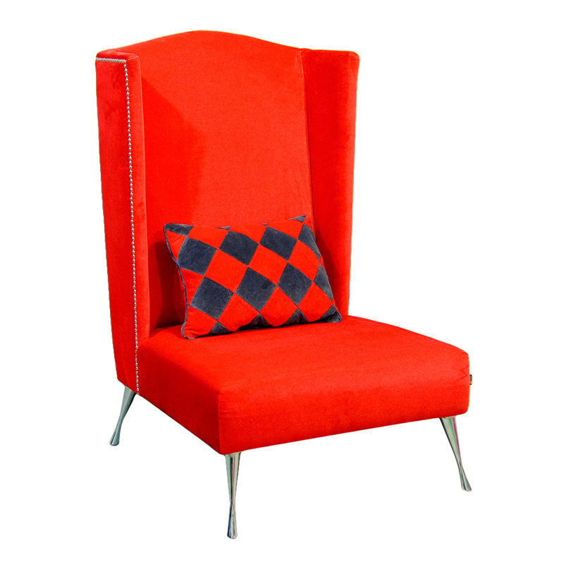 Artdeko Velvet Wingback Chair, Red