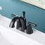 Robinet de lavabo de salle de bain central à 4 poignées avec ensemble de bonde Z Collection - Noir mat-61908641