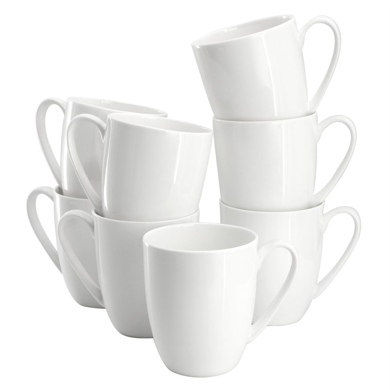 Ensemble de grandes tasses blanches en porcelaine blanche 8 pièces 13 onces