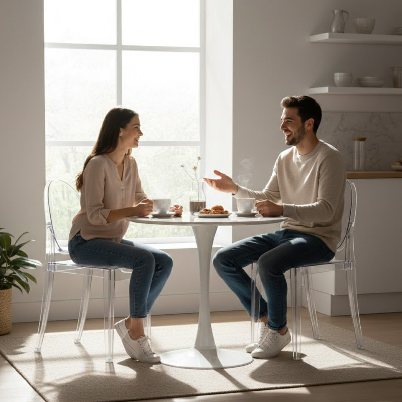 Elegant & Durable Clear Plastic Dining Chair – Stackable, Comfortable Seating for Kitchens, Living Rooms, Offices, or Outdoor Use