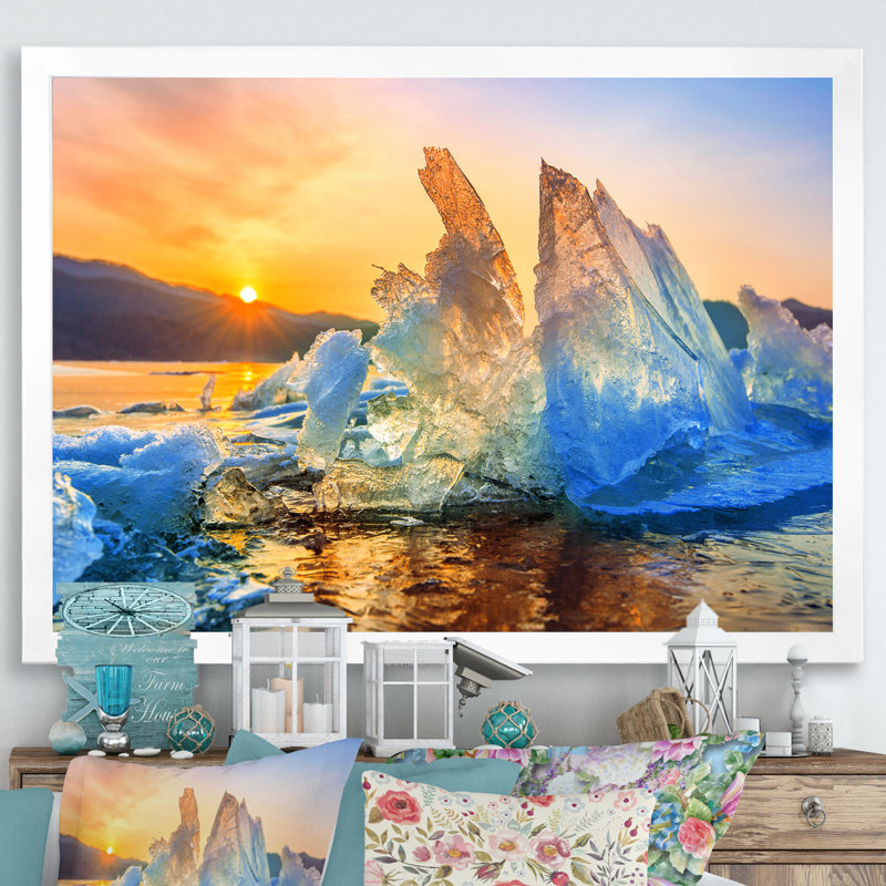 «Mini Iceberg» de l'Alaska sur toile, H 12 po x l 20 po x P 1 po, Cadre photo blanc