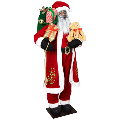 African American Standing Santa Claus with Presents Christmas Decoration - 5'