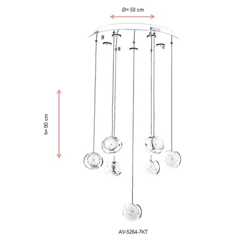 7 - Light Silver LED Cluster Pendant