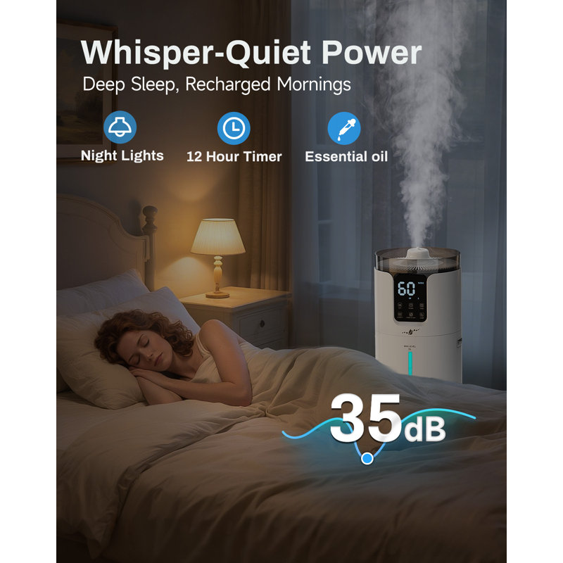 Humidificateur ultrasonique à vapeur froide 4,2 gallons / 16L pour humidificateur de maison entière avec humidificateur réglable de 1500 pieds carrés LACIDoll