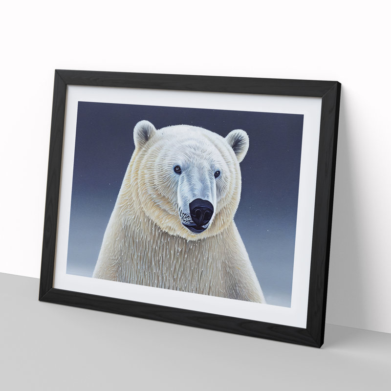 Extravagant Polar Bear - Single Picture Frame Print, 46cm H x 64cm W x 2cm D, Black Framed