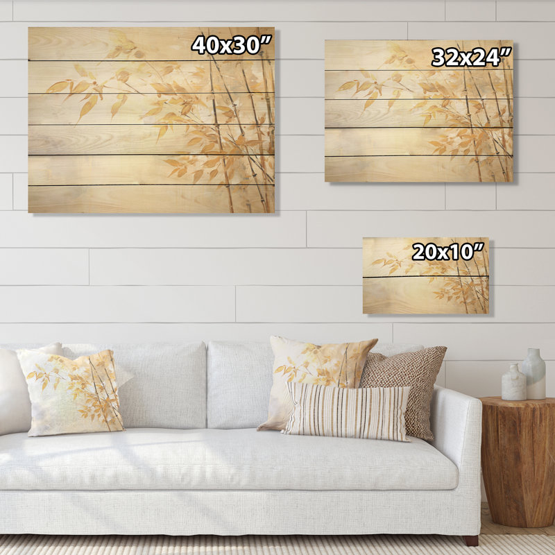Zen Moment Bamboo - Art mural en bois de bambou sur bois de pin naturel, H 30 po x l 40 po