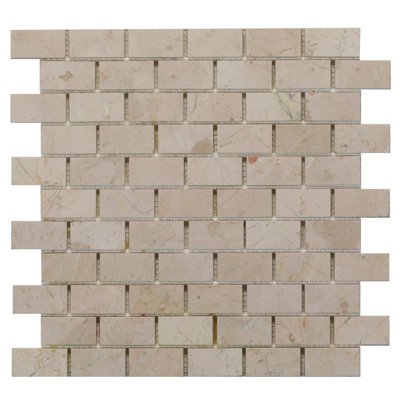 Addieville 1" x 2" Brick Joint Crema Marfil Marble Mosaic Wall & Floor Tile