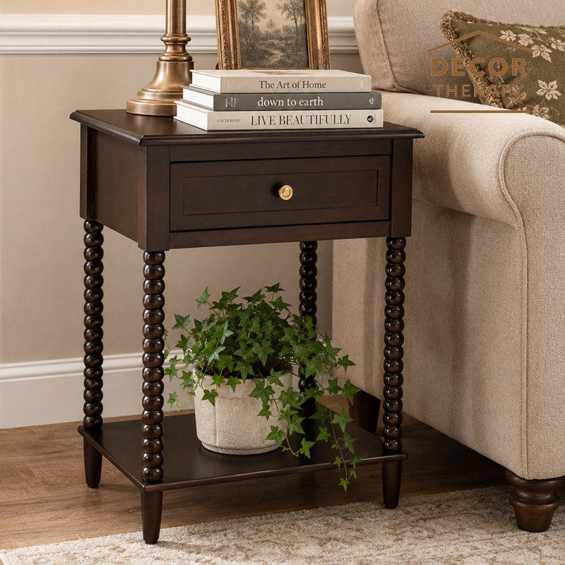  Table de bout Preston Traditional, Dark Brown Wood