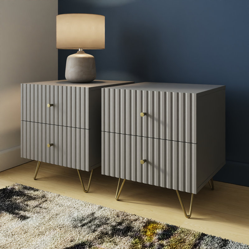 Alipio 40cm W Manufactured Wood Bedside Table, Grey
