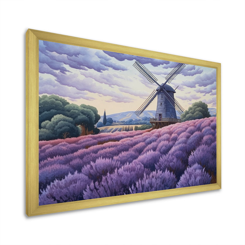 " Lavender Mills I ", 34" H x 44" W x 1.5" D, Gold Single Picture Framed