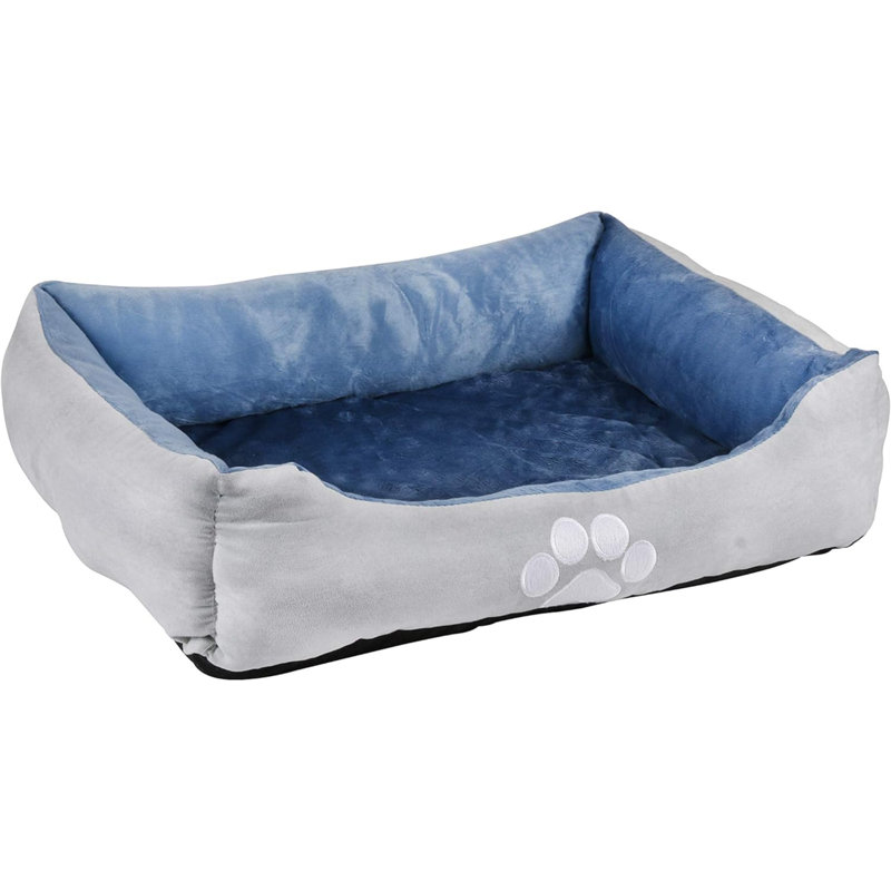 Deraway Orthopedic Faux Fur Pet Bed, Blue