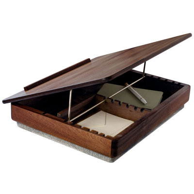 Acacia Wood Easel Lap Desk With Storage   Fits Up To 173 Inch Laptops