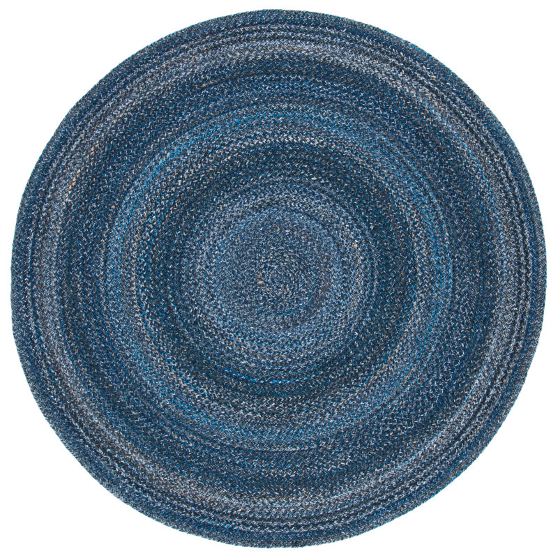 Alik Round Flatweave Area Rug, Navy, Round 183 cm
