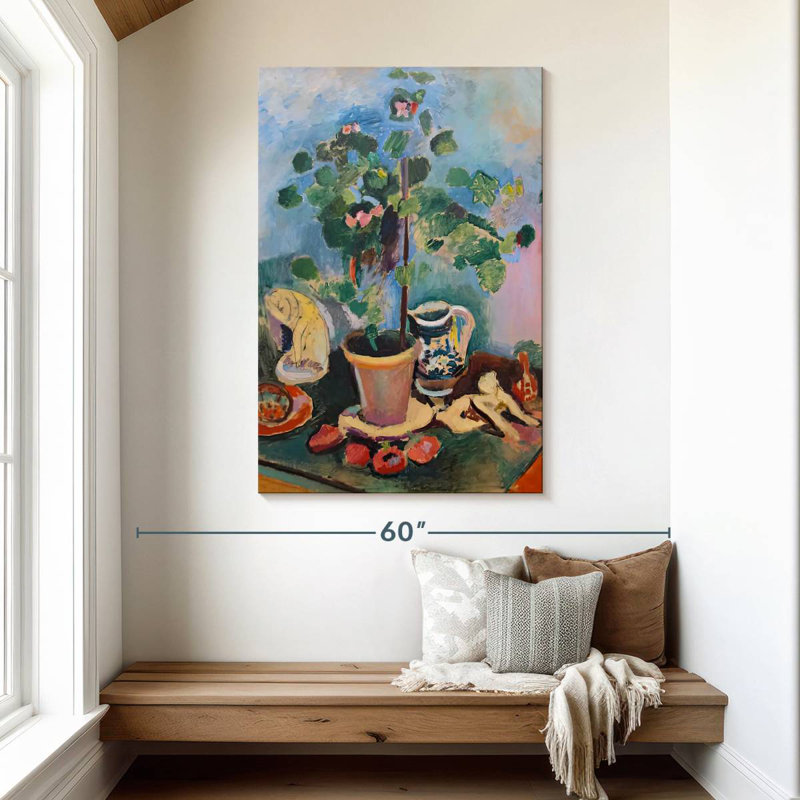 Harnek nature morte avec géranium, H 48 po x l 32 po