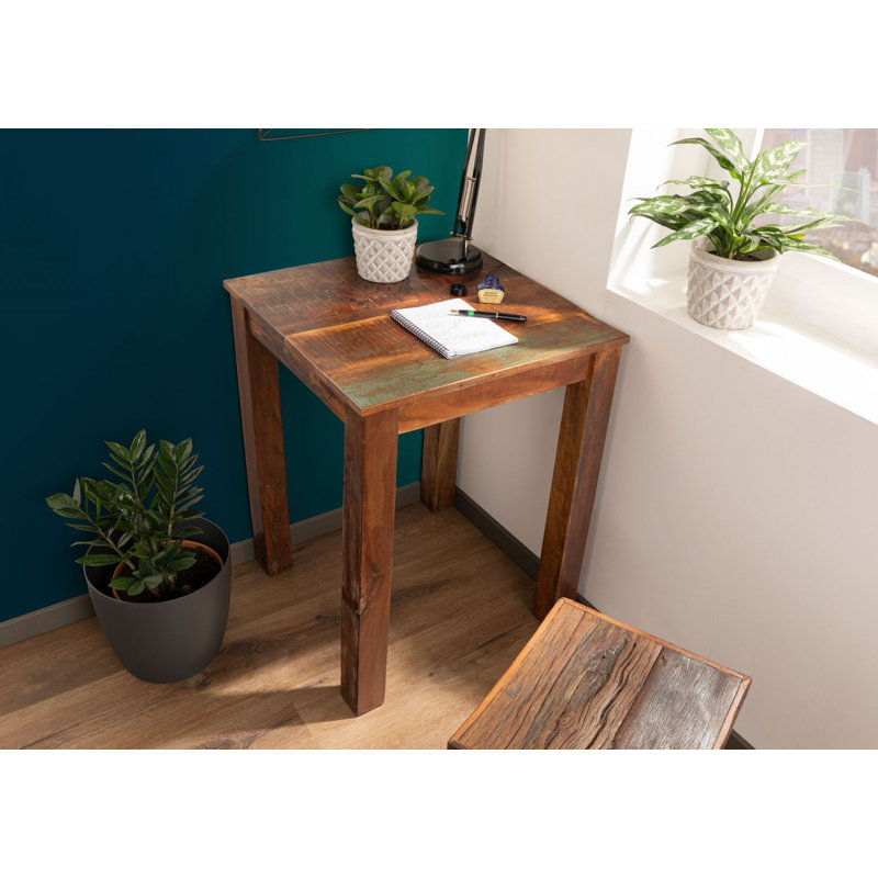 Nature Of Spirit Solid Wood Top Metal Base Dining Table, H76 x L60 x W60 cm