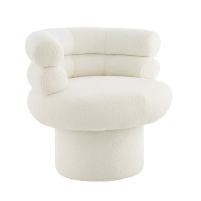 Luna Modern Teddy Fleece 360° Swivel Accent Chair With Barrel Backrest