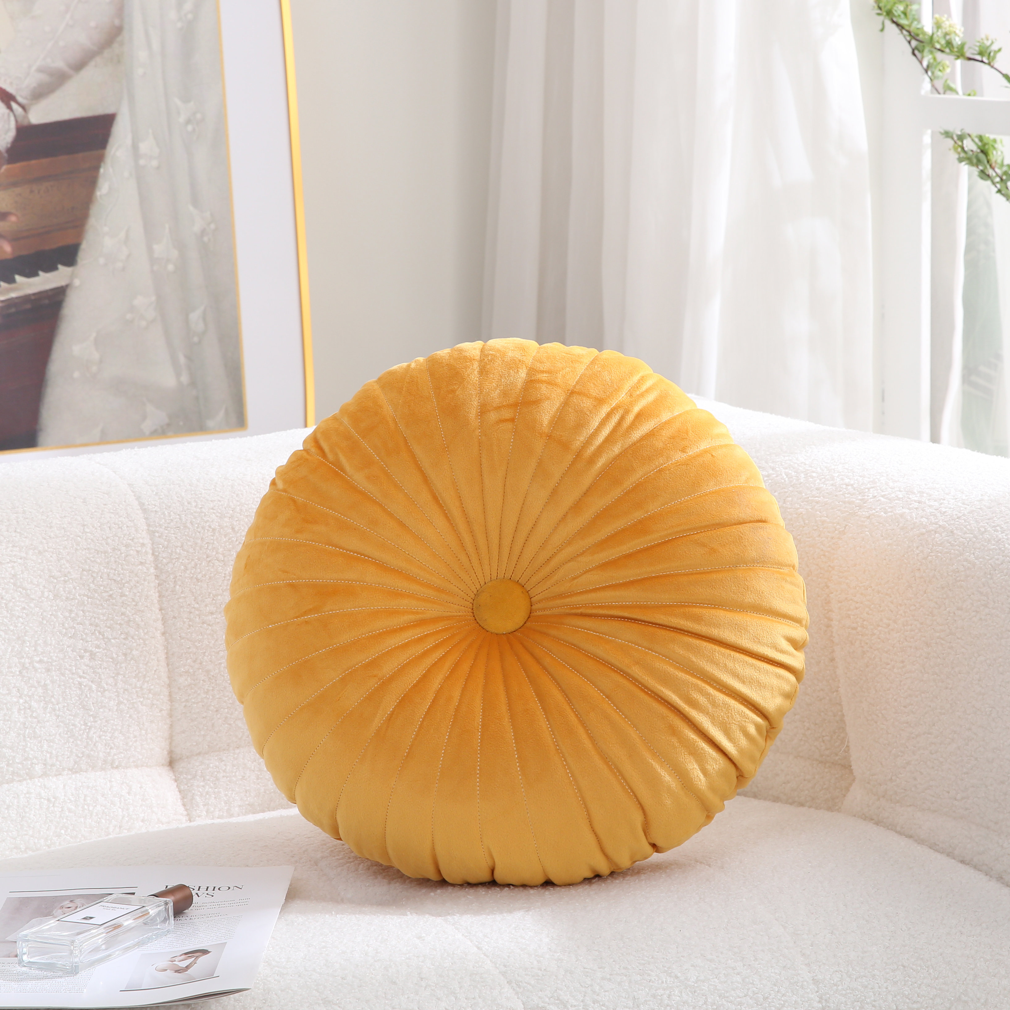Kindred Home PUMPKIN SEAT Velvet Round Decorative Pillow for Sofa