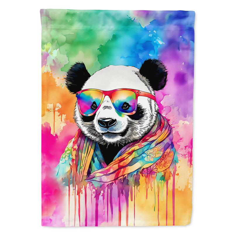 Drapeau de maison de panda hippie